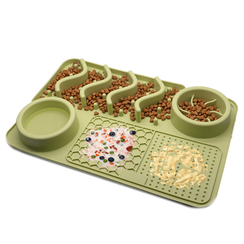 Feeder Enrichment Pad - Licking Mat, Slow Feeder and Bowl Combination