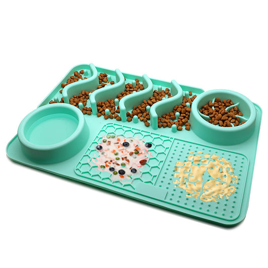 Feeder Enrichment Pad - Licking Mat, Slow Feeder and Bowl Combination