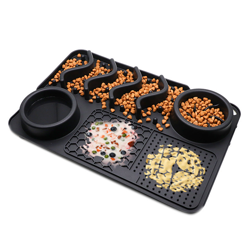 Feeder Enrichment Pad - Licking Mat, Slow Feeder and Bowl Combination