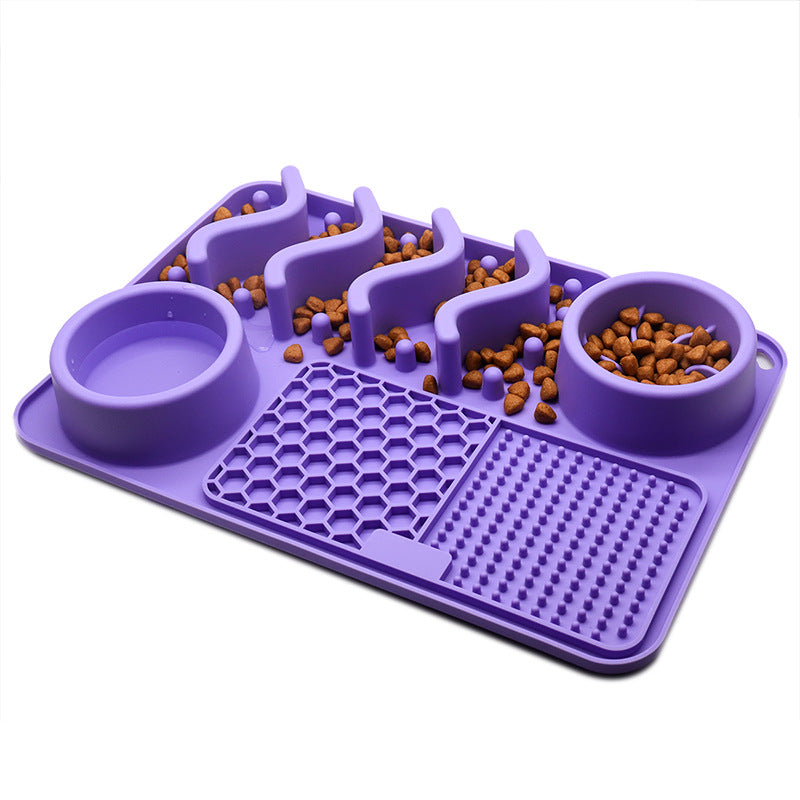 Feeder Enrichment Pad - Licking Mat, Slow Feeder and Bowl Combination