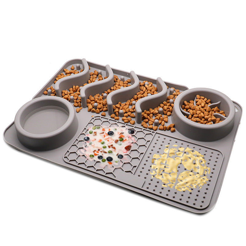 Feeder Enrichment Pad - Licking Mat, Slow Feeder and Bowl Combination