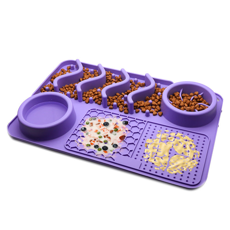 Feeder Enrichment Pad - Licking Mat, Slow Feeder and Bowl Combination